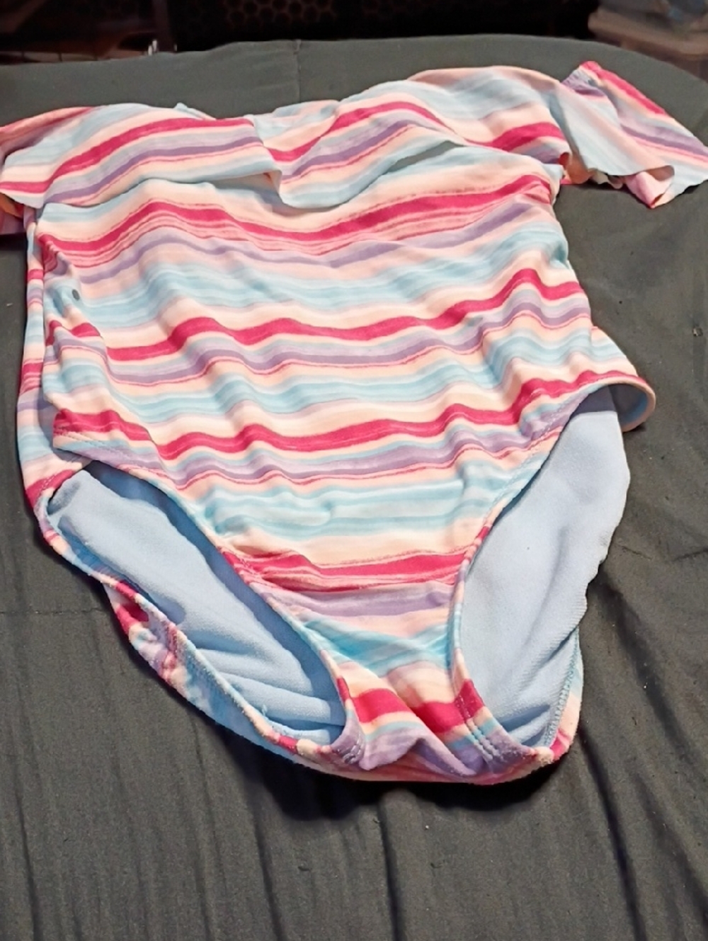 Time and Tru Light Blue Swimwear Top with Subtle Texture